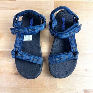 Teva Hurricane Sandals Blue Black Geometric Straps Men's Size‎ 4 US 36 EU